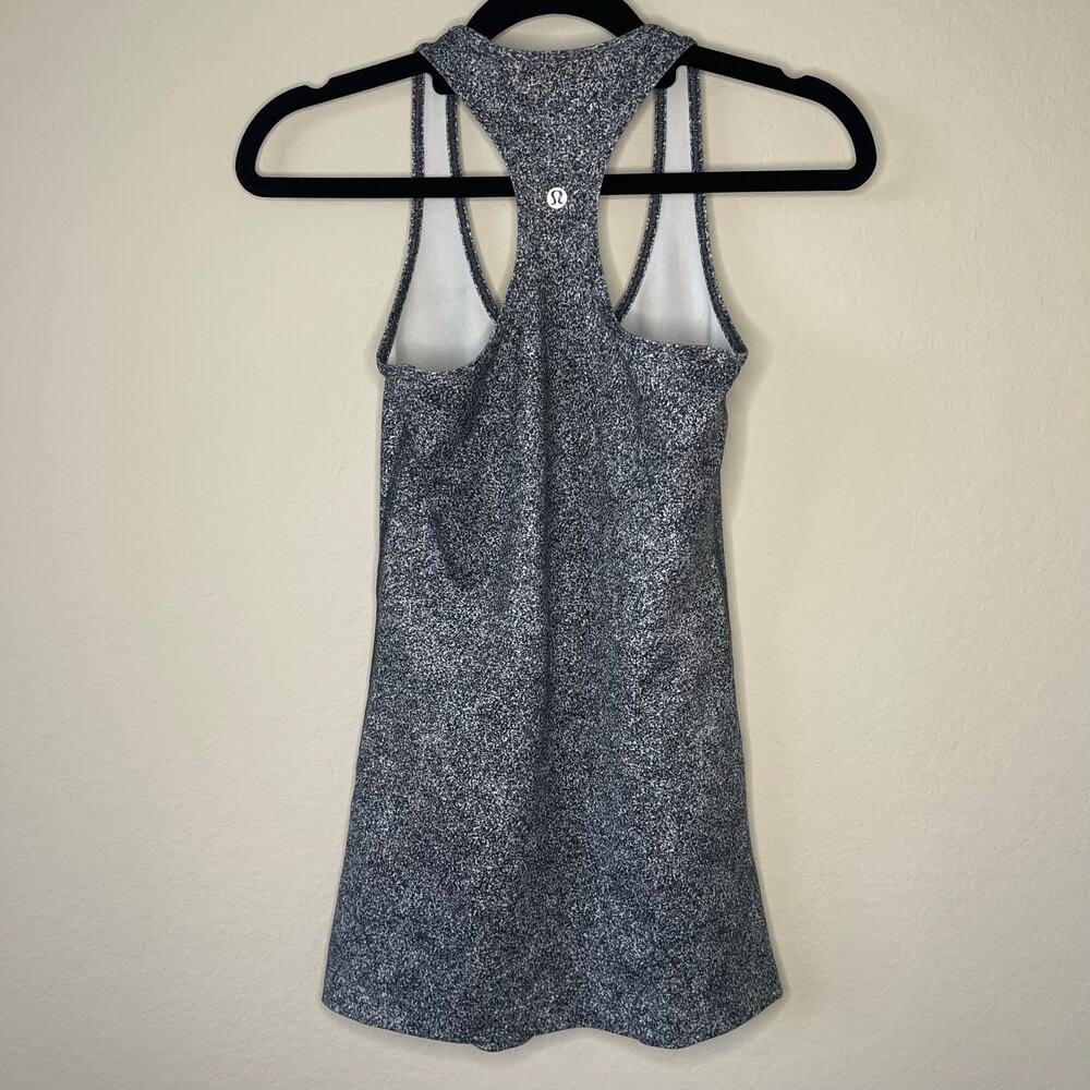 Lululemon Cool Racerback II in Luon Spray Jacquard White Black - Size 4 - Picture 2 of 2